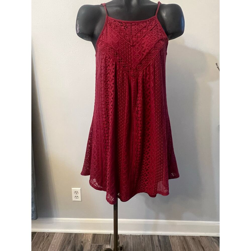 Alya burgundy crocheted lined sundress spaghetti‎ straps women’s sz S casual